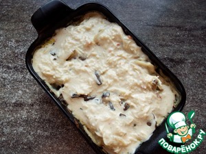 Пельмени, запеченные с маринованными опятами