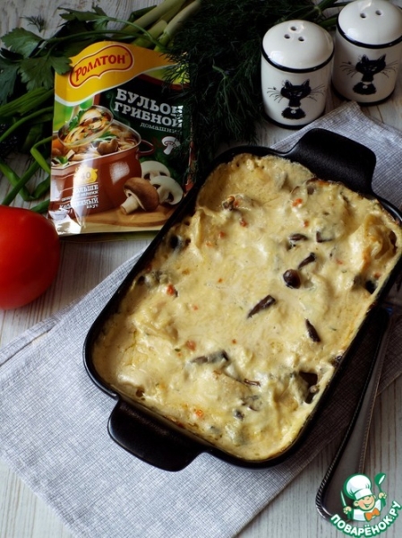 Пельмени, запеченные с маринованными опятами