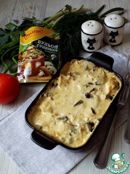 Пельмени, запеченные с маринованными опятами