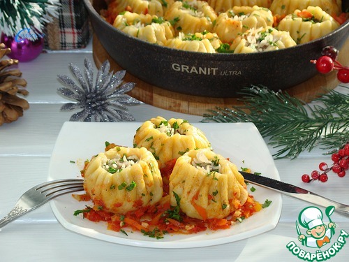 Пикантные тефтельки на овощной подушке