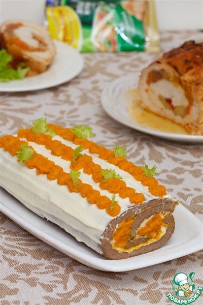 Рулет с печенью и морковью