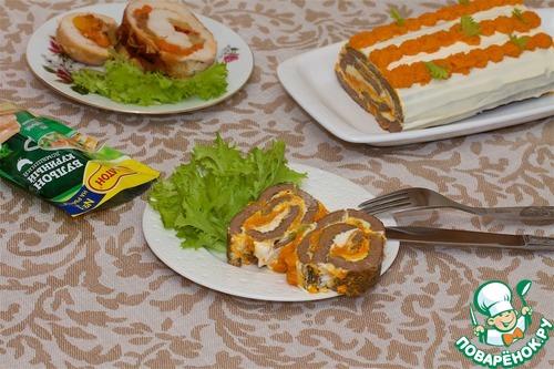 Рулет с печенью и морковью