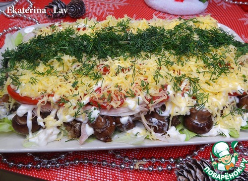 Салат "Эдем" с курицей и шампиньонами Салат "Эдем" с курицей и шампиньонами