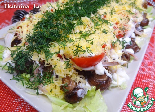 Салат "Эдем" с курицей и шампиньонами Салат "Эдем" с курицей и шампиньонами