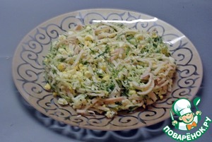 Салат из кальмаров с сыром и чесноком Салат из кальмаров с сыром и чесноком