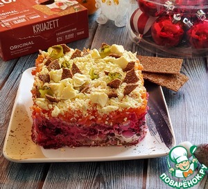 Салат овощной с сельдью и хлебцами Салат овощной с сельдью и хлебцами