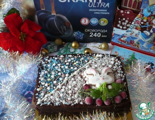 Шоколадный торт "Новогодний" на сковороде Шоколадный торт "Новогодний" на сковороде