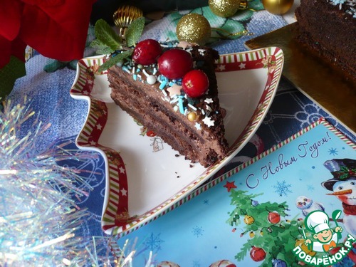 Шоколадный торт "Новогодний" на сковороде Шоколадный торт "Новогодний" на сковороде