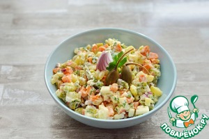 Вегетарианский "Оливье" со стручковой фасолью