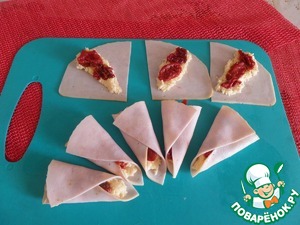 Закусочные конвертики из ветчины