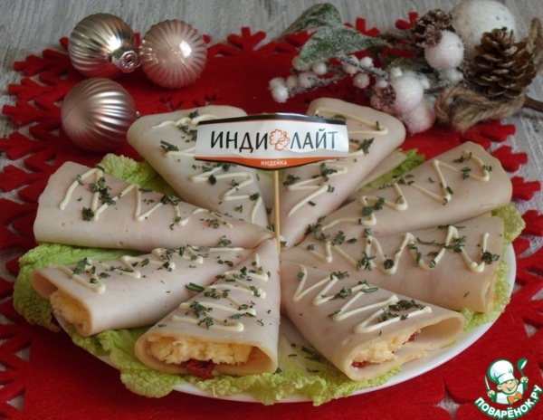 Закусочные конвертики из ветчины