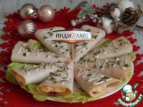 Закусочные конвертики из ветчины