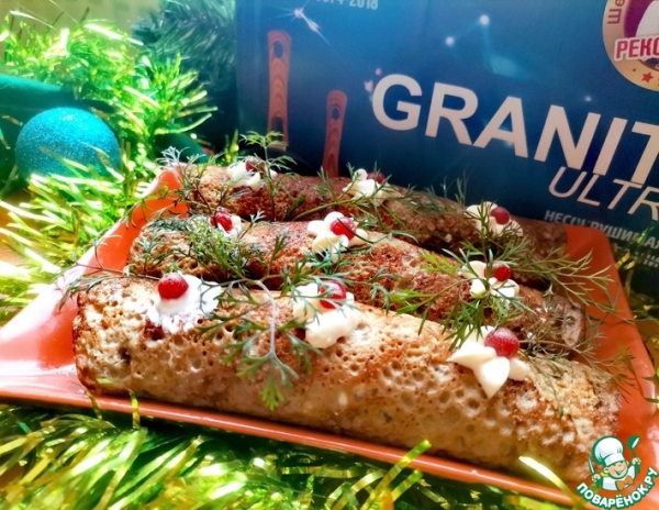 Закусочные печёночные блинчики с грибами Закусочные печёночные блинчики с грибами