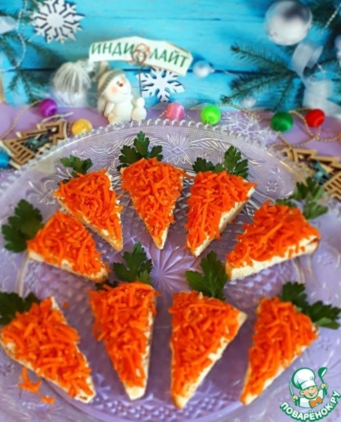 Праздничные бутерброды "Морковки" Праздничные бутерброды "Морковки"