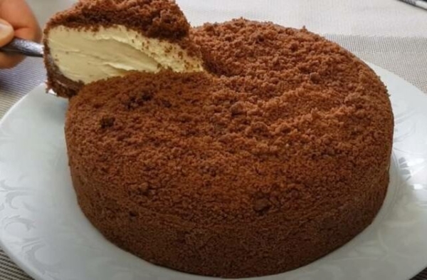 Сметанник из печенья со сгущенным молоком