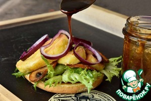 Бургер халуми с липким соусом чили Бургер халуми с липким соусом чили