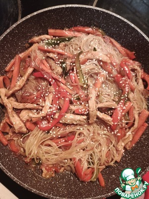 Фунчоза со свининой под соусом терияки