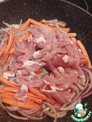 Фунчоза со свининой под соусом терияки