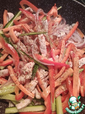 Фунчоза со свининой под соусом терияки