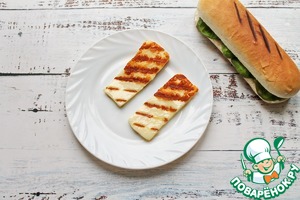 Хот дог с жареным сыром и баклажаном Хот дог с жареным сыром и баклажаном