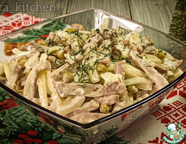 Праздничный пикантный салат из свиного языка Праздничный пикантный салат из свиного языка