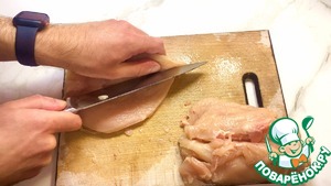 Рулетики из курицы с ветчиной