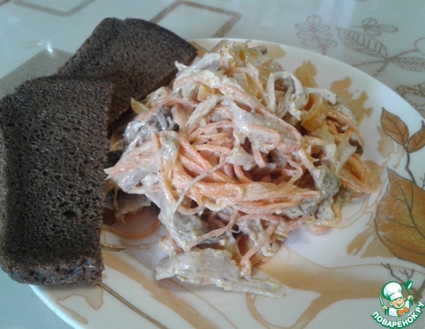 Салат из курицы с баклажанами