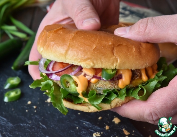 Сырный вегетарианский бургер Сырный вегетарианский бургер