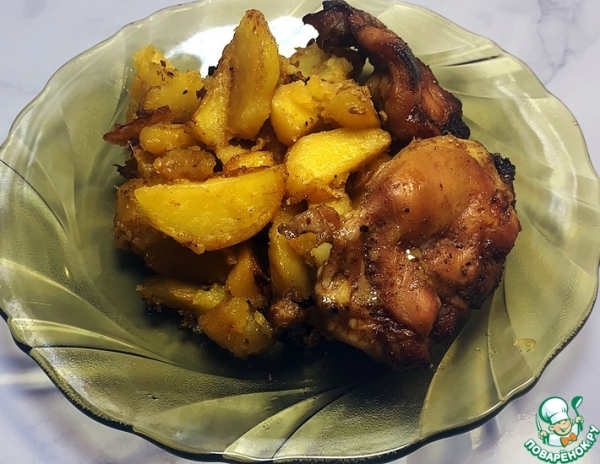 Запеченная курица с картофелем айдахо