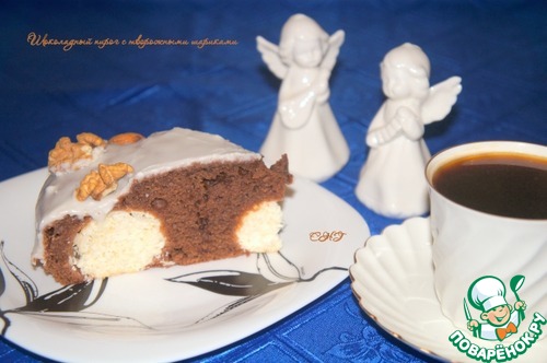 Шоколадный пирог с творожными шариками