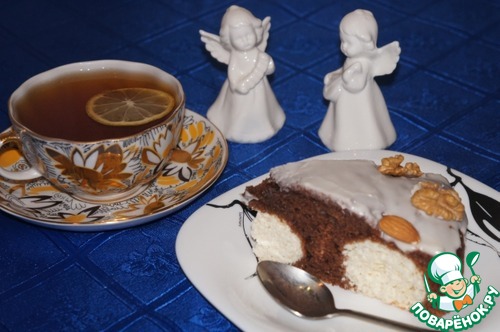 Шоколадный пирог с творожными шариками