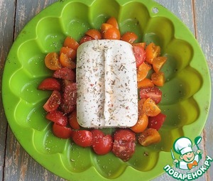 Брускетта с запеченой фетаксой и черри Брускетта с запеченой фетаксой и черри