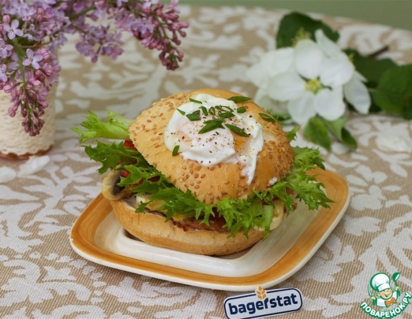 Бургер с яйцом пашот Бургер с яйцом пашот