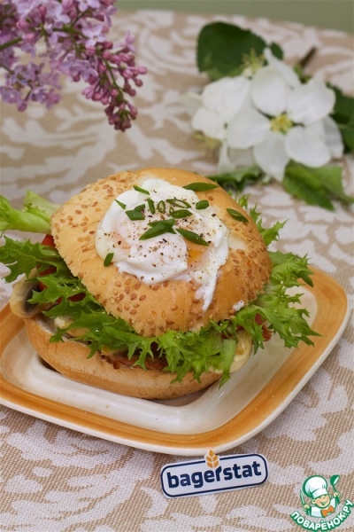 Бургер с яйцом пашот Бургер с яйцом пашот