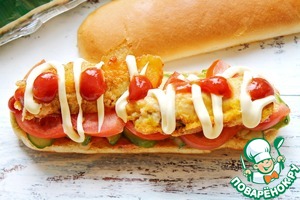 Хот дог с куриными рулетиками Хот дог с куриными рулетиками