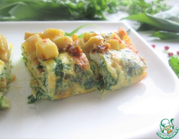 Омлет с черемшой и ревенем Омлет с черемшой и ревенем