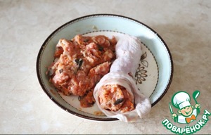 Фаршированная голень индейки с овощами и шампиньонами