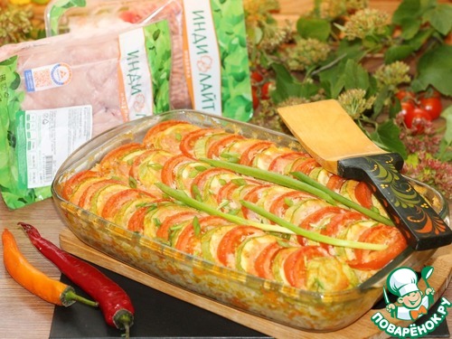 Кабачки, запечённые с фаршем индейки Кабачки, запечённые с фаршем индейки