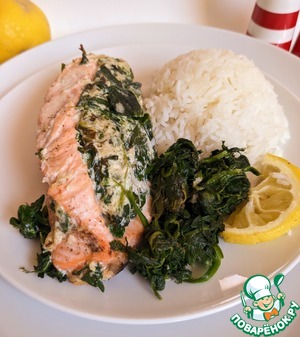 Кармашки из лосося со шпинатом