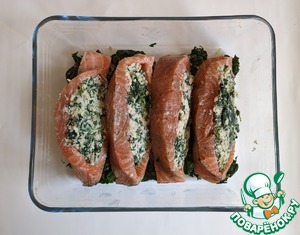 Кармашки из лосося со шпинатом