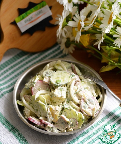 Картофельный салат с запепчённой индейкой