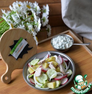 Картофельный салат с запепчённой индейкой