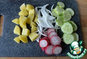 Картофельный салат с запепчённой индейкой