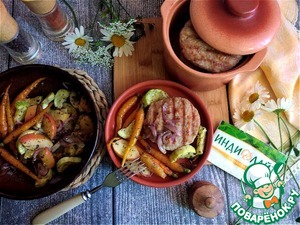 Котлеты из индейки к запечённым овощам