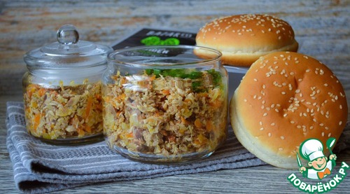 Мясной микс-рийет с жареными овощами Мясной микс-рийет с жареными овощами