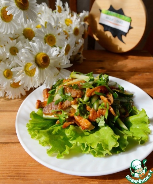 Салат "Лаззат" с индейкой и огурцами