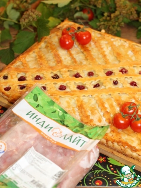 Пирог с индейкой, картофелем и луком