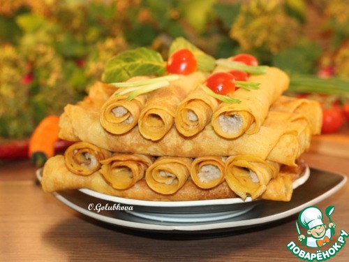 Овощные блинчики с фаршем индейки