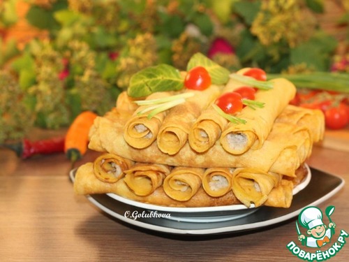 Овощные блинчики с фаршем индейки