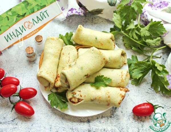 Кабачковые блины фаршированные индейкой